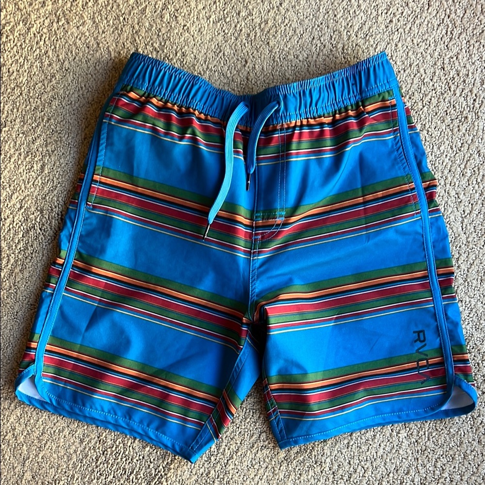 RVCA Boys Colorful Striped Swim Shorts size Large